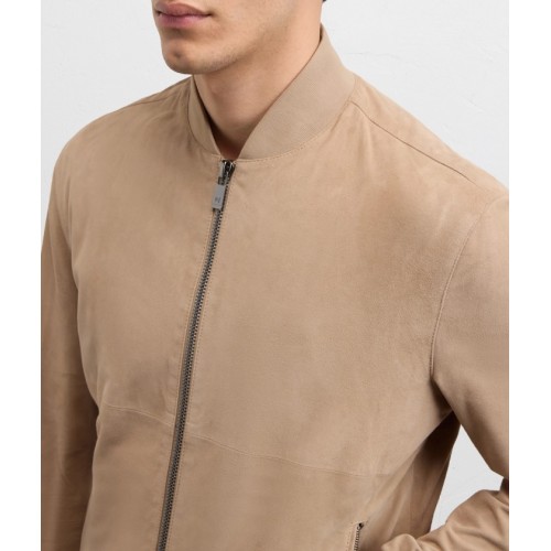 Jacheta PAL ZILERI, light brown goat suede ultra lightweight bomber jacket