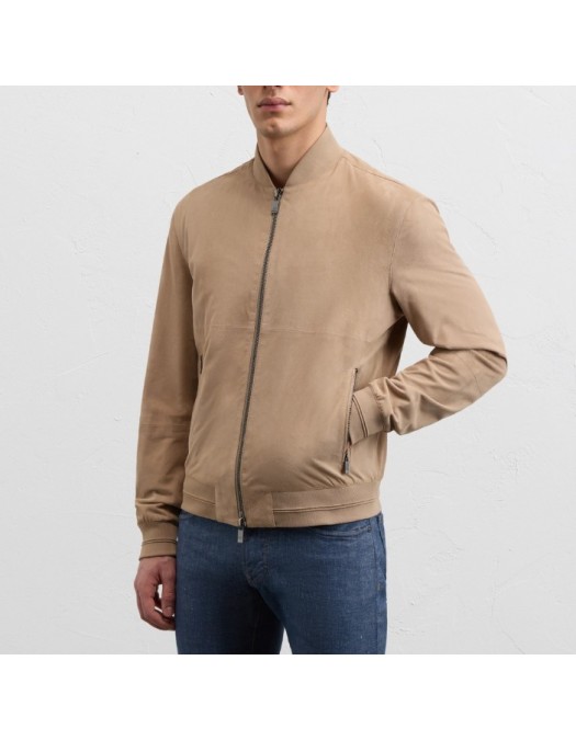 Jacheta PAL ZILERI, light brown goat suede ultra lightweight bomber jacket - 9C36PJ200SL28238