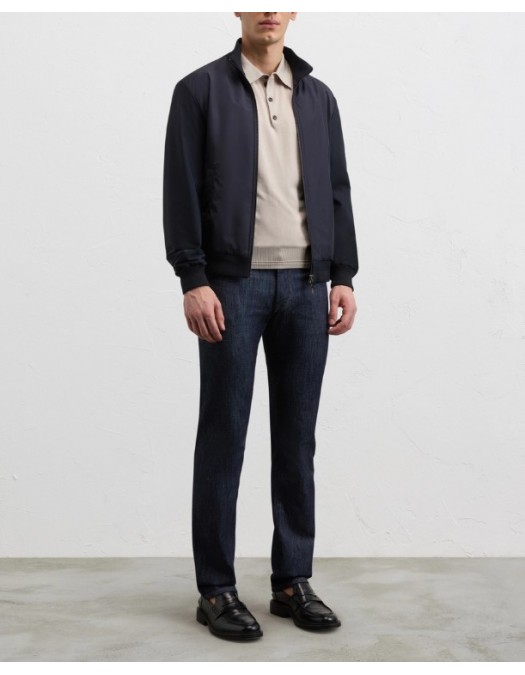 Jacheta PAL ZILERI, navy blue water repellent lightweight polyester bomber jacket - 9C36SG517SO20801