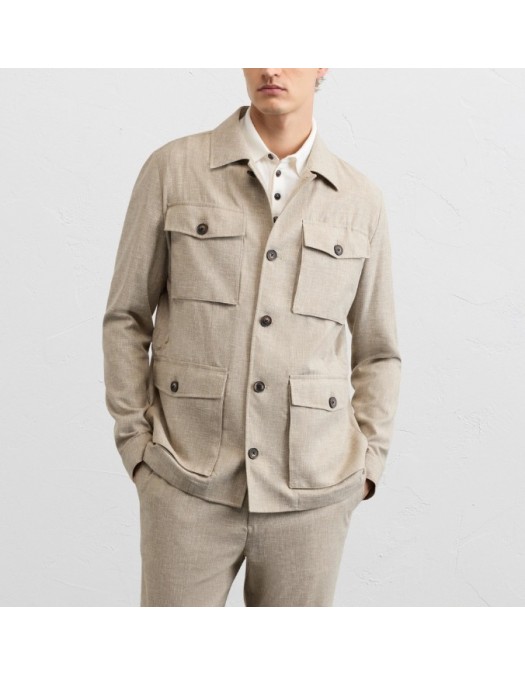 Jacheta PAL ZILERI, light brown viscose field jacket - 9C36SH545ESG98738