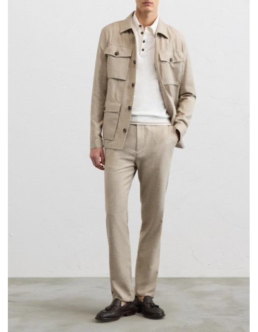 Jacheta PAL ZILERI, light brown viscose field jacket - 9C36SH545ESG98738