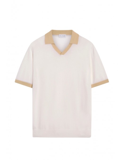 Tricou PAL ZILERI, white lyocell cotton and silk short, Regular fit - 9C3M0M316SM71480