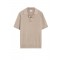 Tricou PAL ZILERI, light brown silk and cotton knitted short sleeved polo shirt with buttons
