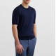 Tricou PAL ZILERI, navy blue cotton and silk lyocell jersey knit t shirt - 9C3M0M550ESM75001