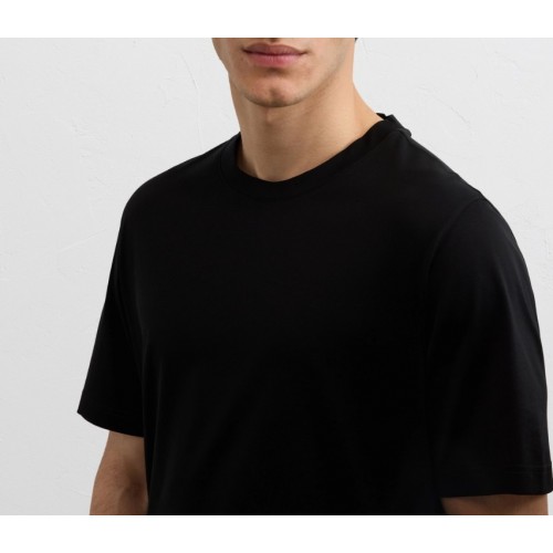 Tricou PAL ZILERI, black mercerized cotton jersey short sleeved t shirt