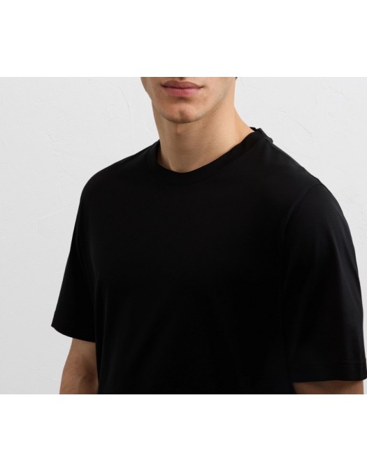 Tricou PAL ZILERI, black mercerized cotton jersey short sleeved t shirt - 9C3MJG200SJ72820