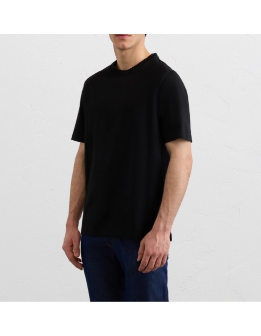 Tricou PAL ZILERI, black mercerized cotton jersey short sleeved t shirt - 9C3MJG200SJ72820