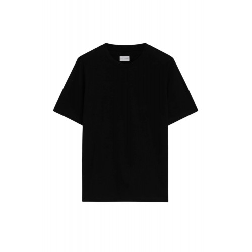 Tricou PAL ZILERI, black mercerized cotton jersey short sleeved t shirt