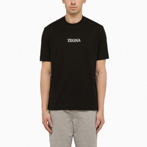 Tricou Zegna, Print Frontal, Black Tricou Zegna, Print Frontal, Black