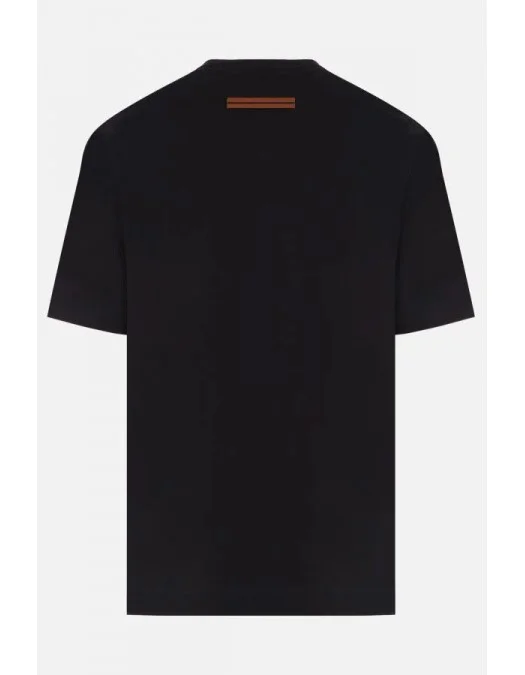 Tricou Zegna, Print Frontal, Black - A777E7364K09