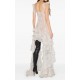 Rochie ELISABETTA FRANCHI, georgette-fabric with feather-print, Alb - AB01967E2193
