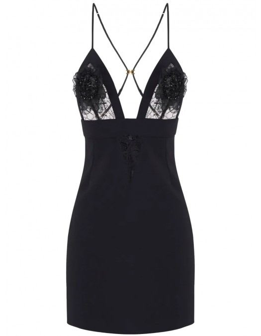 ROCHIE ELISABETTA FRANCHI, Floral Insert, Lace Details, Mini, Black - AB72952E2110 ROCHIE ELISABETTA FRANCHI, Floral Insert, Lace Details, Mini, Black - AB72952E2110