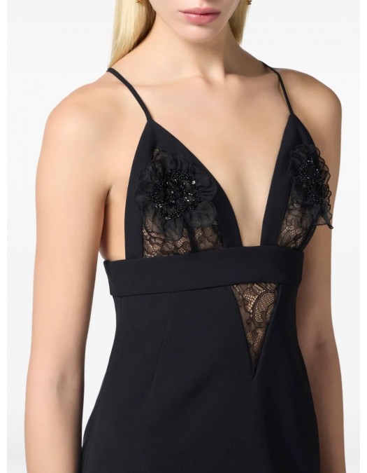 ROCHIE ELISABETTA FRANCHI, Floral Insert, Lace Details, Mini, Black - AB72952E2110 ROCHIE ELISABETTA FRANCHI, Floral Insert, Lace Details, Mini, Black - AB72952E2110