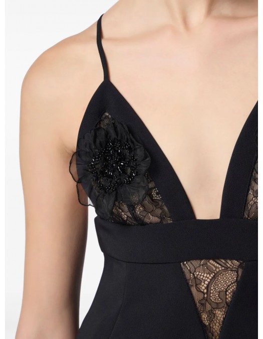 ROCHIE ELISABETTA FRANCHI, Floral Insert, Lace Details, Mini, Black - AB72952E2110 ROCHIE ELISABETTA FRANCHI, Floral Insert, Lace Details, Mini, Black - AB72952E2110