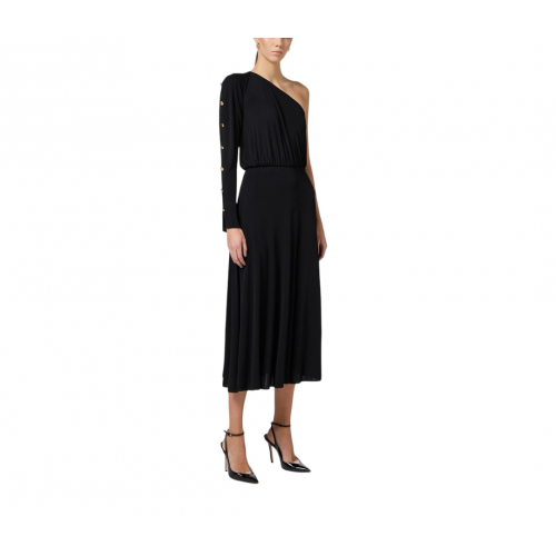 ROCHIE ELISABETTA FRANCHI, One Shoulder, Buttons, Black