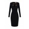 ROCHIE ELISABETTA FRANCHI, Dress in lightweight crêpe fabric with jewel chain, Negru