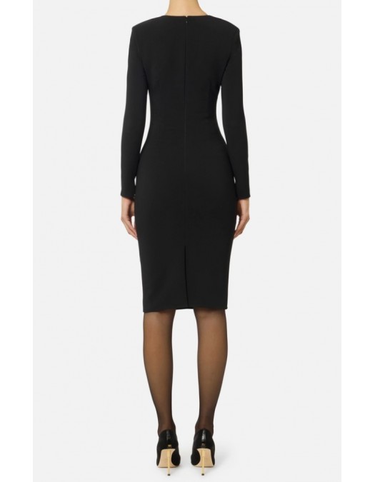 ROCHIE ELISABETTA FRANCHI, Dress in lightweight crêpe fabric with jewel chain, Negru - AB80557E2110 ROCHIE ELISABETTA FRANCHI, Dress in lightweight crêpe fabric with jewel chain, Negru - AB80557E2110