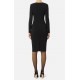ROCHIE ELISABETTA FRANCHI, Dress in lightweight crêpe fabric with jewel chain, Negru - AB80557E2110 ROCHIE ELISABETTA FRANCHI, Dress in lightweight crêpe fabric with jewel chain, Negru - AB80557E2110