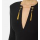 ROCHIE ELISABETTA FRANCHI, Dress in lightweight crêpe fabric with jewel chain, Negru - AB80557E2110 ROCHIE ELISABETTA FRANCHI, Dress in lightweight crêpe fabric with jewel chain, Negru - AB80557E2110