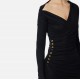 ROCHIE ELISABETTA FRANCHI, Jersey dress with jewel buttons, Slim, Negru - AB82257E2110 ROCHIE ELISABETTA FRANCHI, Jersey dress with jewel buttons, Slim, Negru - AB82257E2110