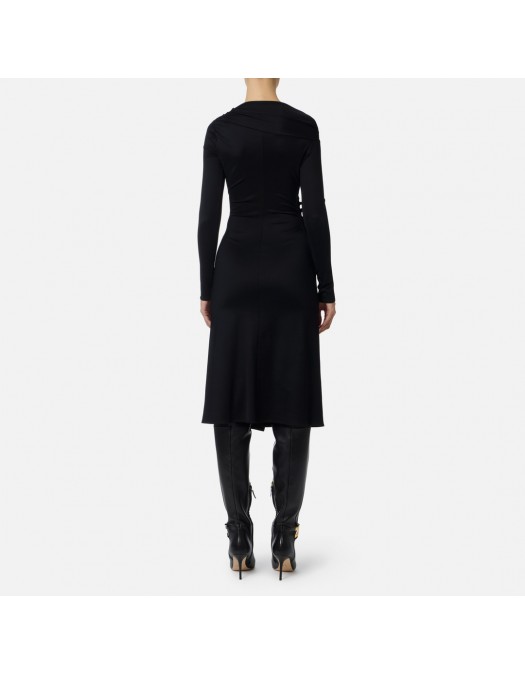 ROCHIE ELISABETTA FRANCHI, Jersey dress with jewel buttons, Slim, Negru - AB82257E2110 ROCHIE ELISABETTA FRANCHI, Jersey dress with jewel buttons, Slim, Negru - AB82257E2110
