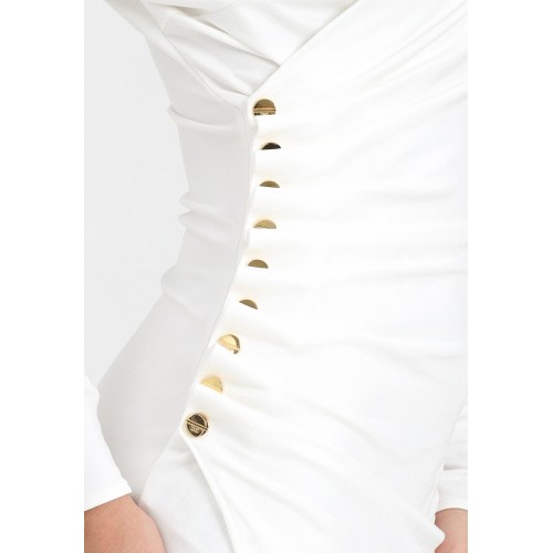 ROCHIE ELISABETTA FRANCHI, Jersey dress with jewel buttons, Alb ROCHIE ELISABETTA FRANCHI, Jersey dress with jewel buttons, Alb