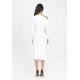 ROCHIE ELISABETTA FRANCHI, Jersey dress with jewel buttons, Alb - AB82257E2360 ROCHIE ELISABETTA FRANCHI, Jersey dress with jewel buttons, Alb - AB82257E2360