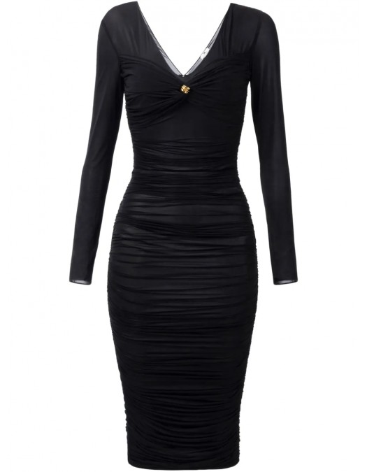 ROCHIE ELISABETTA FRANCHI, Brooch Detail Organza, Midi, Black - AB84852E2110 ROCHIE ELISABETTA FRANCHI, Brooch Detail Organza, Midi, Black - AB84852E2110