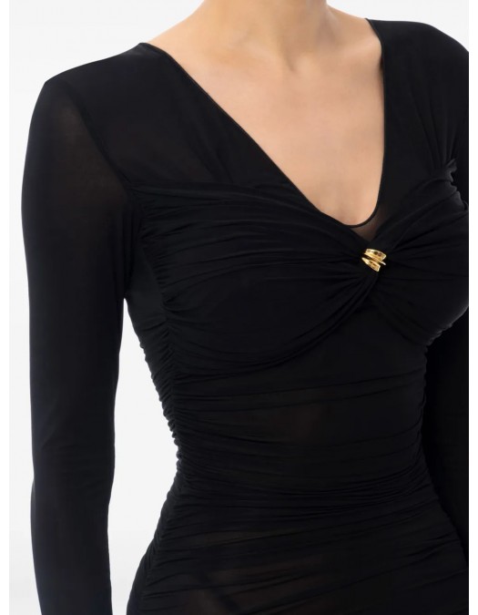 ROCHIE ELISABETTA FRANCHI, Brooch Detail Organza, Midi, Black - AB84852E2110 ROCHIE ELISABETTA FRANCHI, Brooch Detail Organza, Midi, Black - AB84852E2110