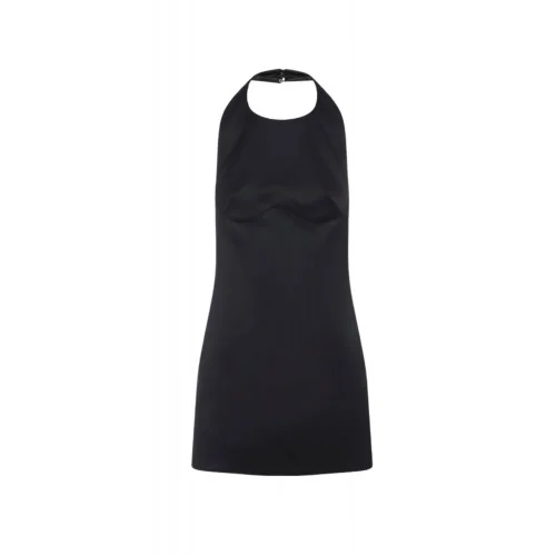 Rochie ELISABETTA FRANCHI, halterneck sleeveless dress, Negru