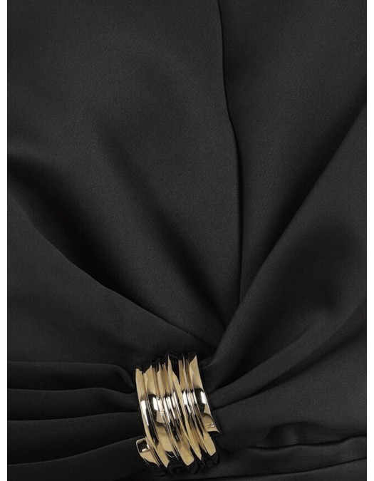 Rochie ELISABETTA FRANCHI, Duchess satin dress with jewel detail, Negru - AB87261E2110