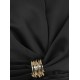 Rochie ELISABETTA FRANCHI, Duchess satin dress with jewel detail, Negru - AB87261E2110