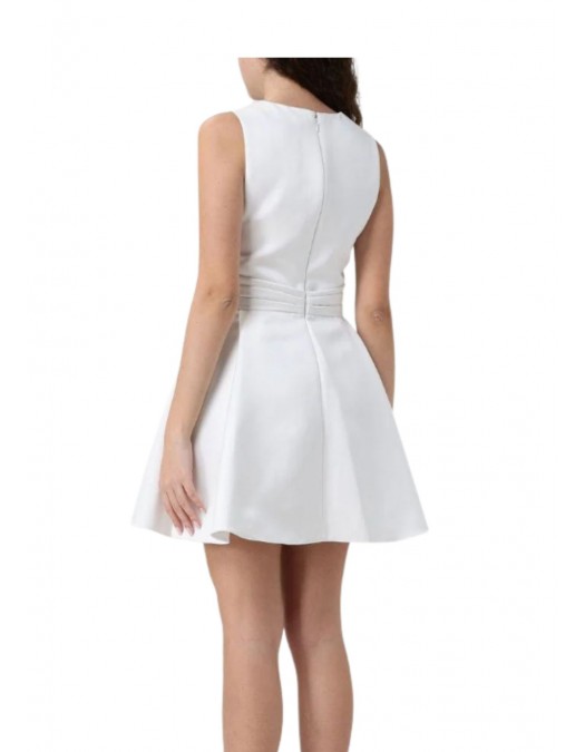 Rochie ELISABETTA FRANCHI, Duchess satin dress with jewel detail, Alb - AB87261E2360