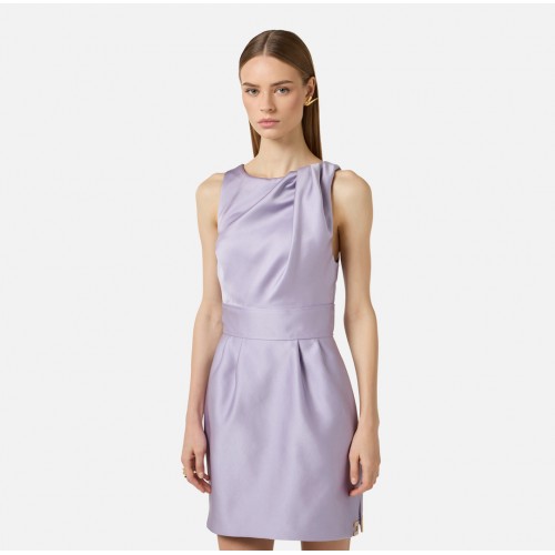 Rochie ELISABETTA FRANCHI, Dress in duchess satin fabric with logo details, Lila