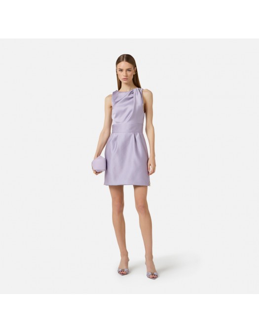 Rochie ELISABETTA FRANCHI, Dress in duchess satin fabric with logo details, Lila - AB87561E2EV7