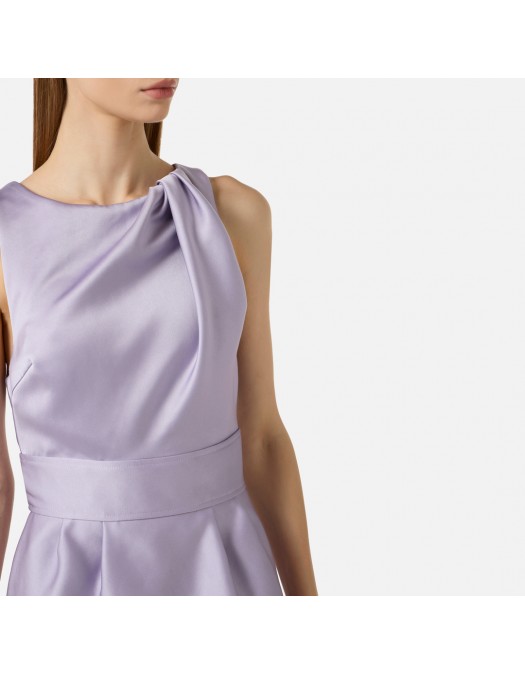 Rochie ELISABETTA FRANCHI, Dress in duchess satin fabric with logo details, Lila - AB87561E2EV7