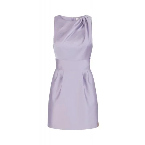 Rochie ELISABETTA FRANCHI, Dress in duchess satin fabric with logo details, Lila