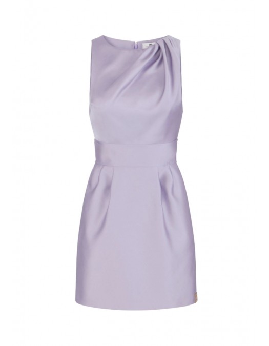 Rochie ELISABETTA FRANCHI, Dress in duchess satin fabric with logo details, Lila - AB87561E2EV7