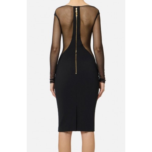 Rochie ELISABETTA FRANCHI, Light crepe and tulle dress with cut-out