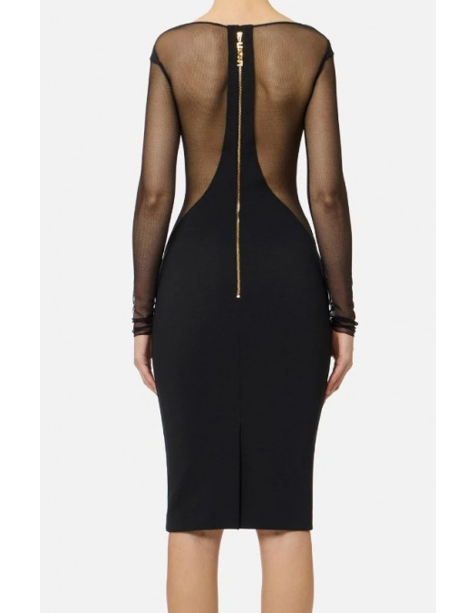 Rochie ELISABETTA FRANCHI, Light crepe and tulle dress with cut-out - AB89862E2110