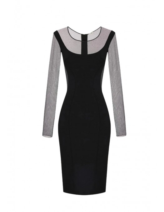 Rochie ELISABETTA FRANCHI, Light crepe and tulle dress with cut-out - AB89862E2110