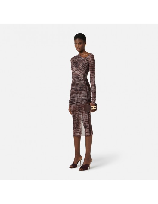 Rochie ELISABETTA FRANCHI, tulle fabric with alligator print - AB91361E2644