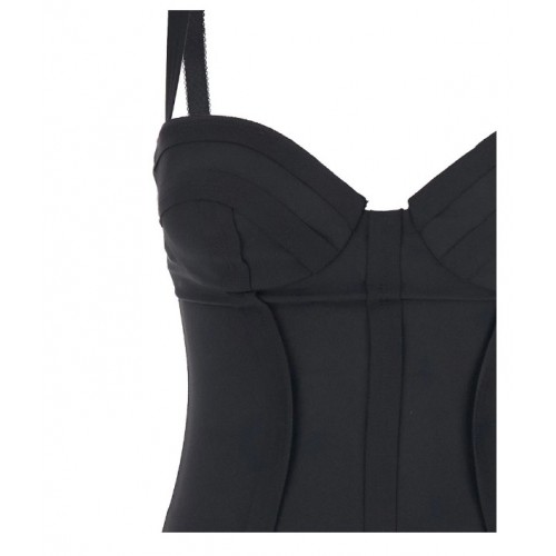 Rochie ELISABETTA FRANCHI, Crêpe Dress with Bustier Top and Exposed Stitching