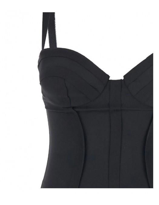 Rochie ELISABETTA FRANCHI, Crêpe Dress with Bustier Top and Exposed Stitching - AB91861E2110