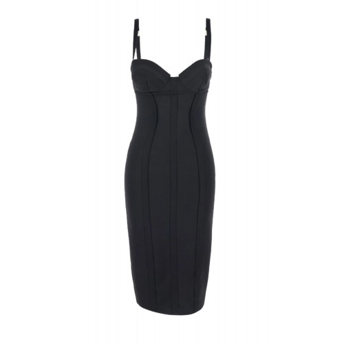 Rochie ELISABETTA FRANCHI, Crêpe Dress with Bustier Top and Exposed Stitching