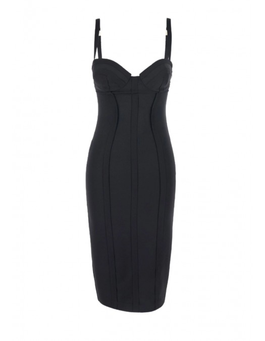 Rochie ELISABETTA FRANCHI, Crêpe Dress with Bustier Top and Exposed Stitching - AB91861E2110