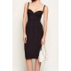 Rochie ELISABETTA FRANCHI, Crêpe Dress with Bustier Top and Exposed Stitching - AB91861E2110