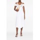 Rochie ELISABETTA FRANCHI, Stretch cotton dress with jewel chain, Alb - AB92161E2100