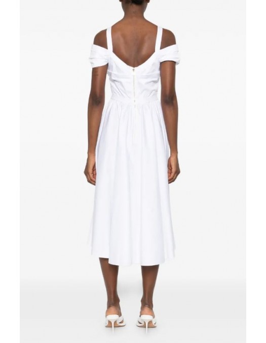 Rochie ELISABETTA FRANCHI, Stretch cotton dress with jewel chain, Alb - AB92161E2100