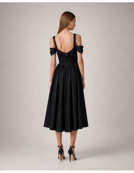 Rochie ELISABETTA FRANCHI, Stretch cotton dress with jewel chain, Negru - AB92161E2110